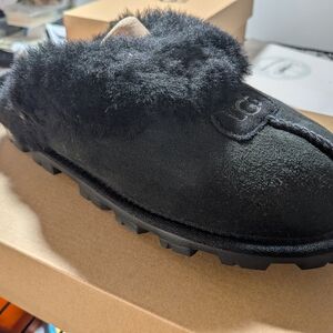 UGG Black Coquette Shearling Slip-On Mule